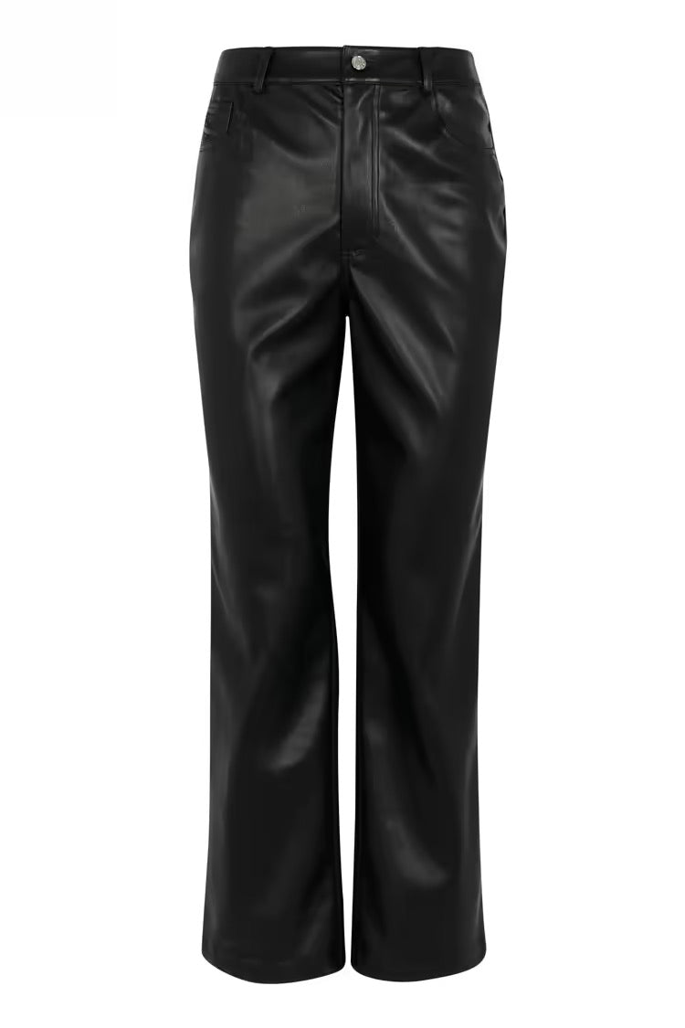 Black Vegan Leather Trousers