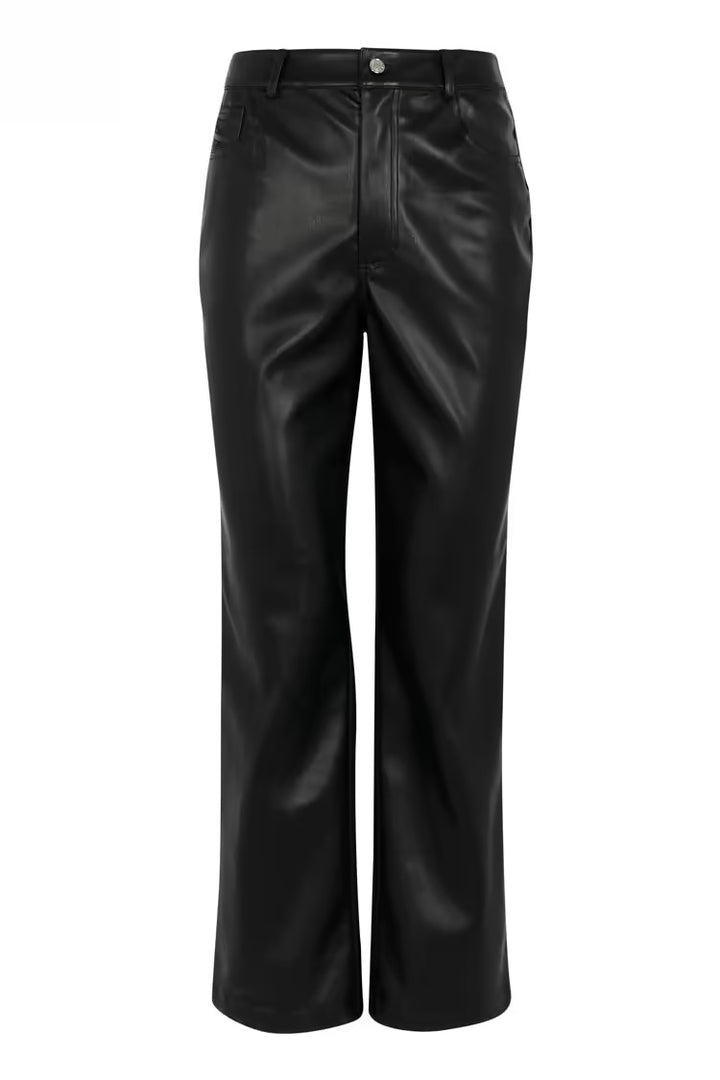 Black Vegan Leather Trousers