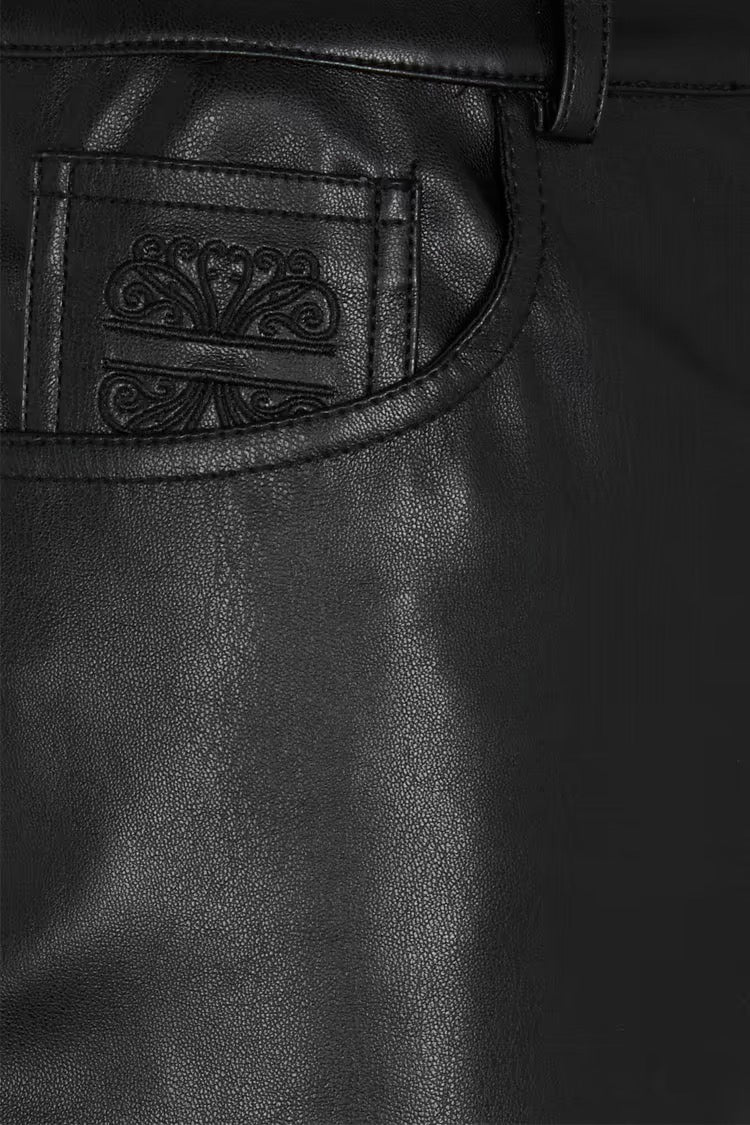 Black Vegan Leather Trousers