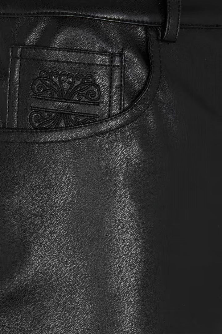 Black Vegan Leather Trousers