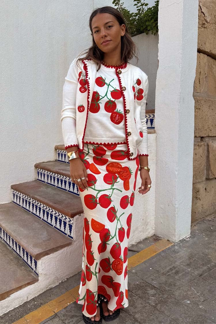Tomato Embroidered Cardi
