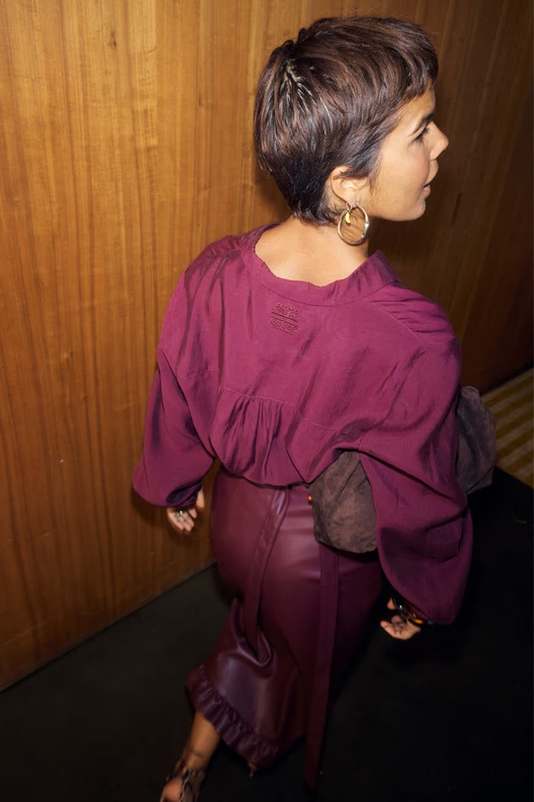 Wine ruffle Miley shirt