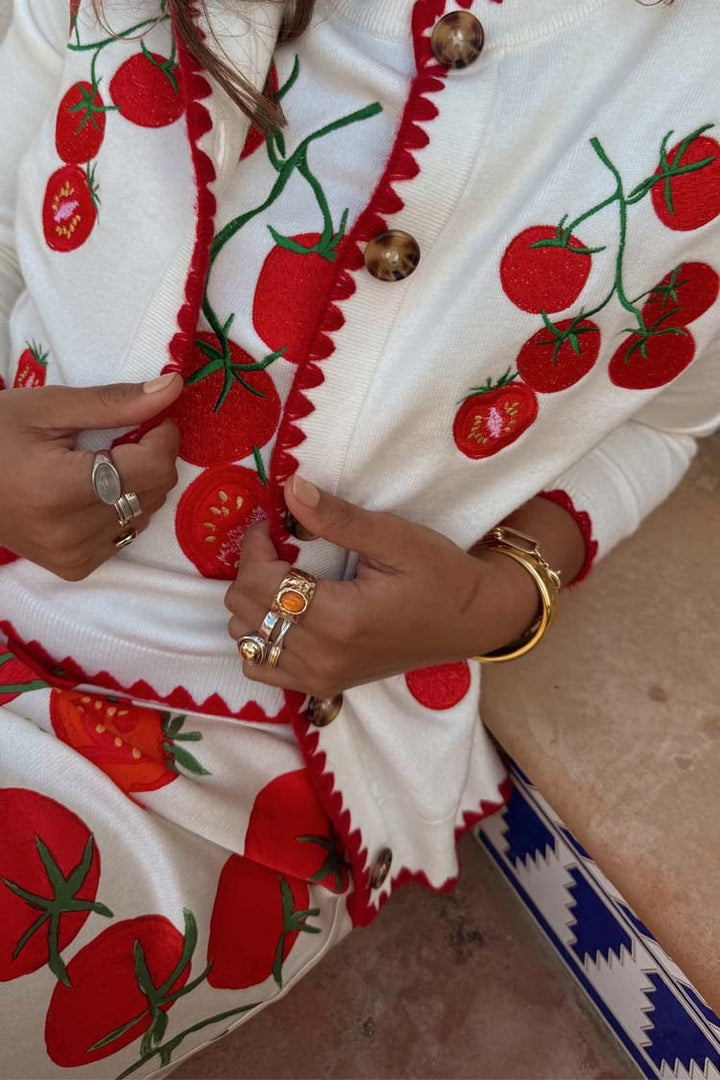 Tomato Embroidered Cardi