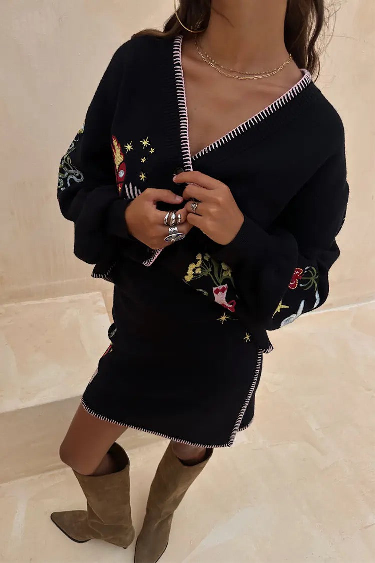 black night garden cardigan