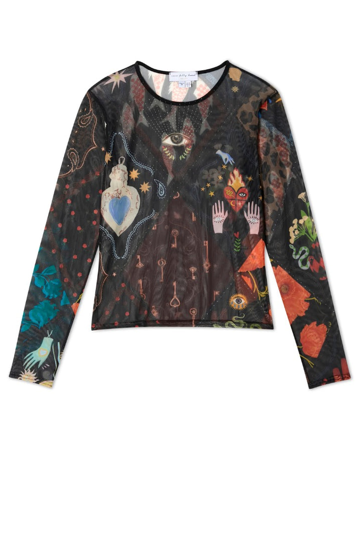 night garden mesh long sleeve top