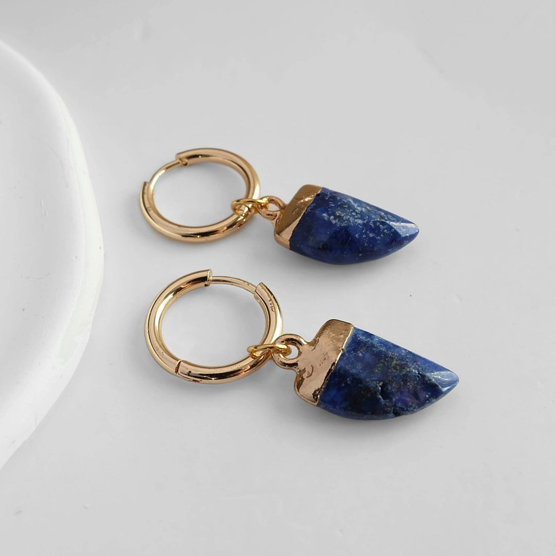 Lapis Lazuli Gemstone Hoops: Lapiz Lazuli