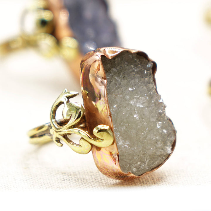 Raw Amethyst Crystal Stone Rings