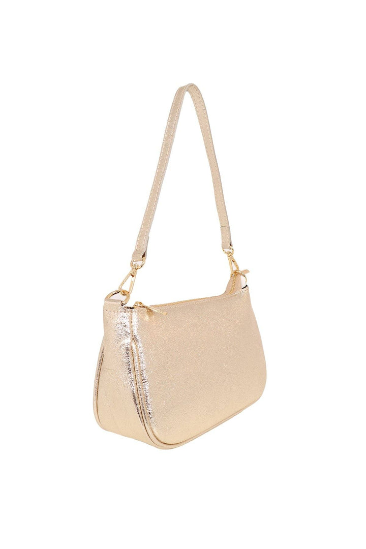 Chloe - Italian Leather Baguette Bag - Gold  Metallic