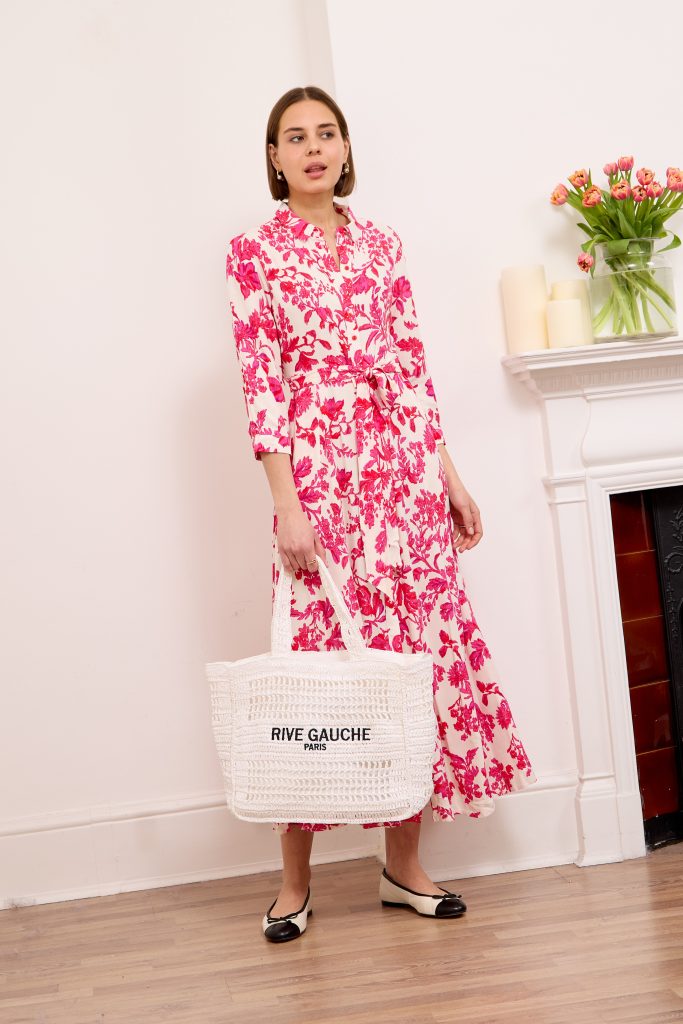 Daphne -Shirt Dress Hibiscus In Pink