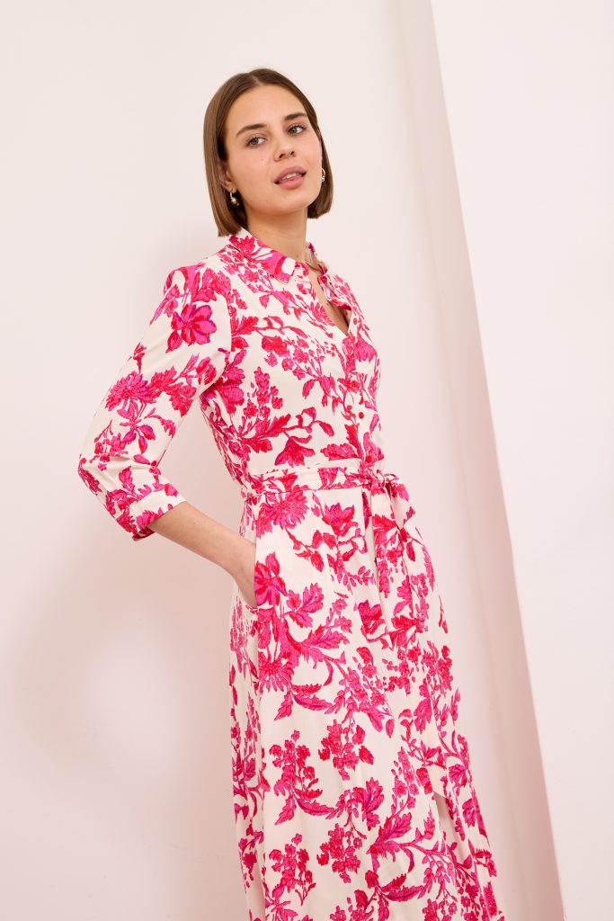 Daphne -Shirt Dress Hibiscus In Pink