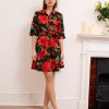Paige – Cotton Shirt Mini Dress Poppy In Black And Red