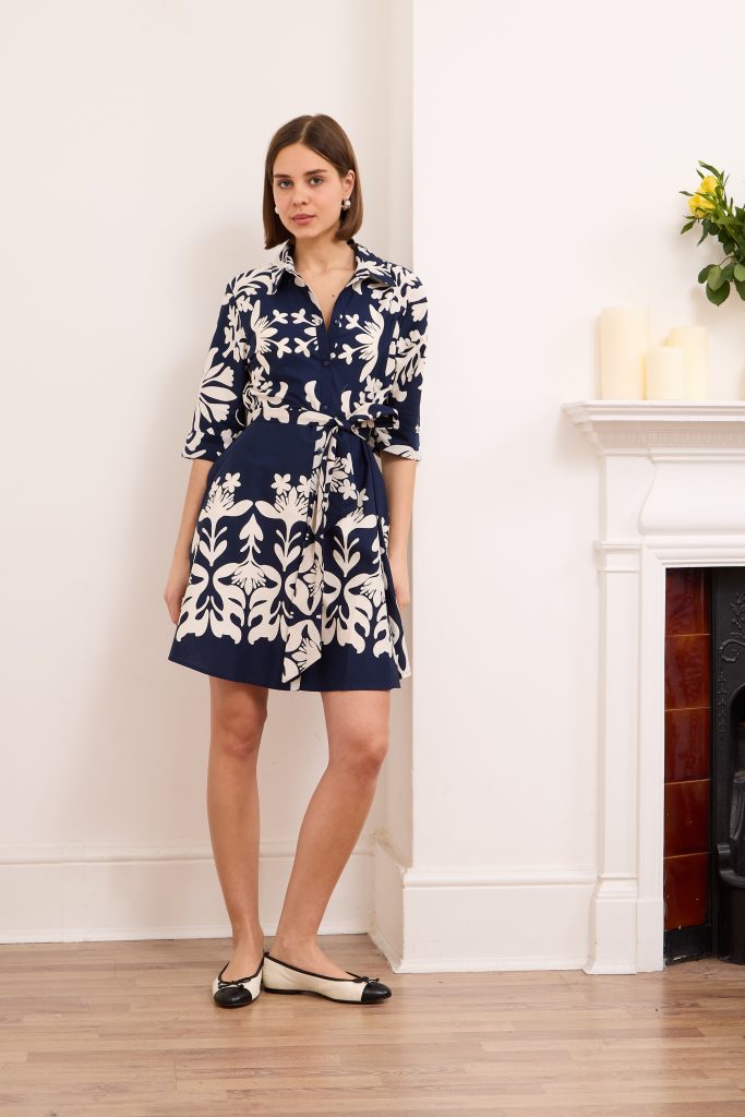 Paige – Cotton Shirt Mini Dress Aztec In Navy