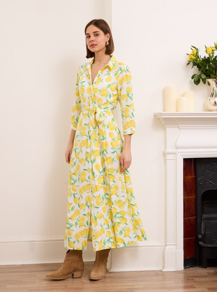Daphne Shirt Dress – lemon in yellow