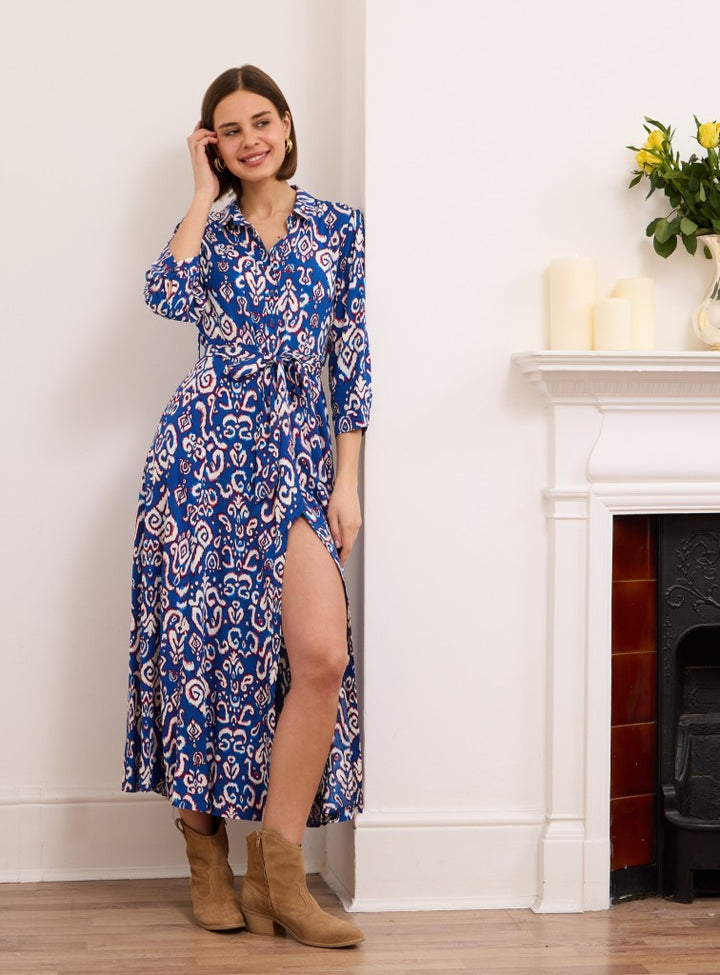 Daphne Shirt Dress -Swirl in blue and pink