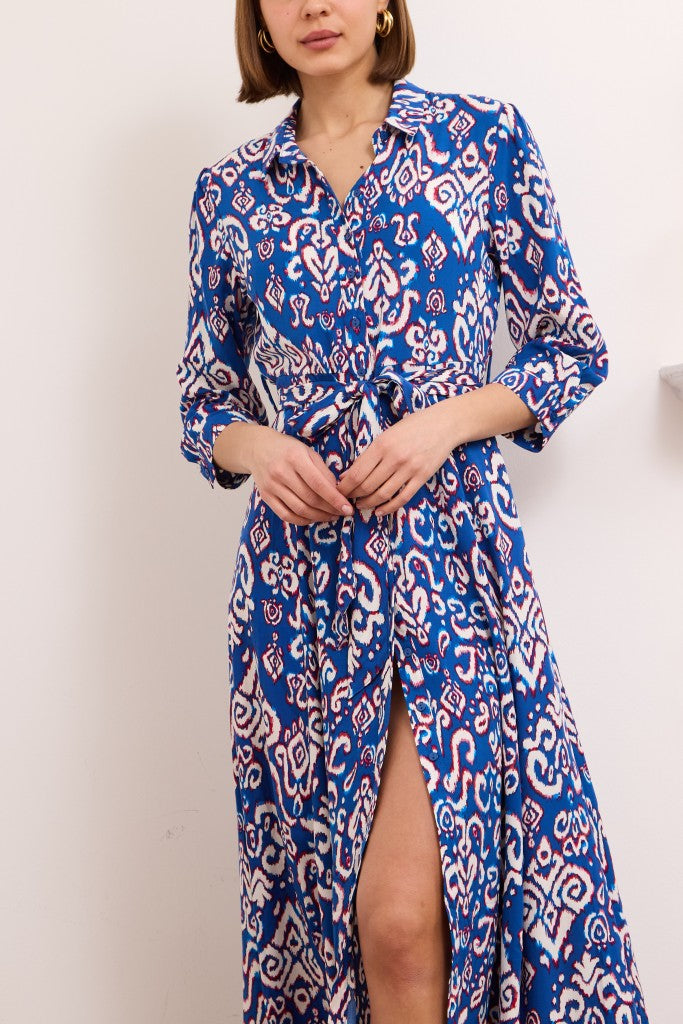 Daphne Shirt Dress -Swirl in blue and pink