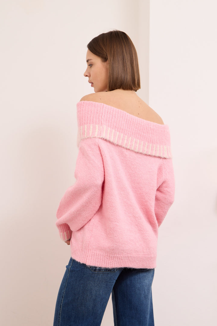 Ivanna-  shoulder sweater in pink