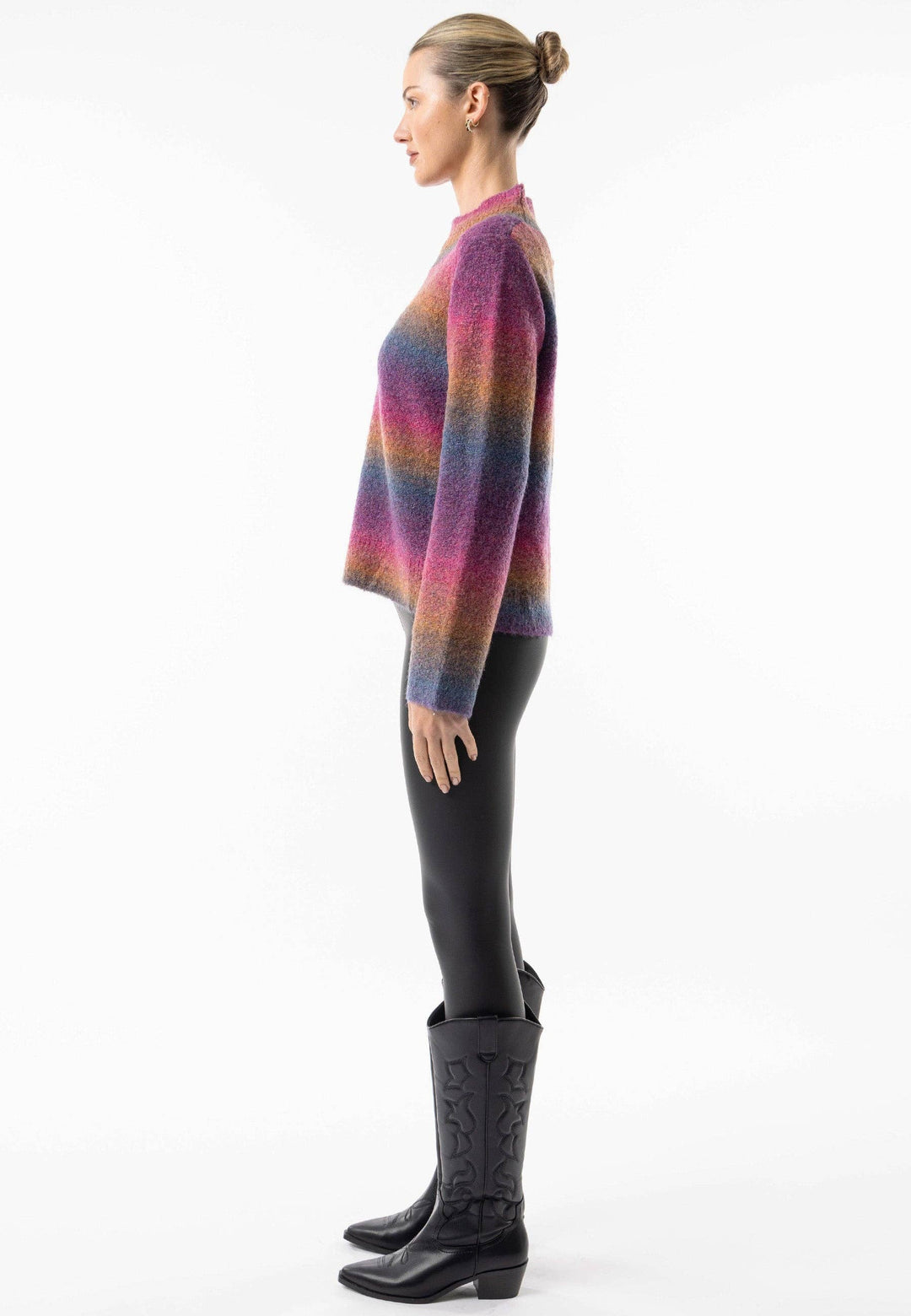Rainbow Ombre Mock Neck Jumper: Rainbow