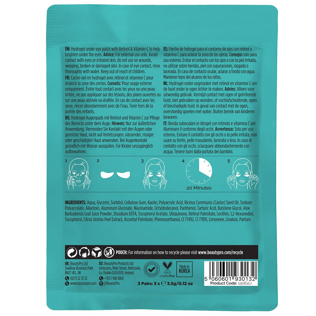 RETINOL Under Eye Mask Patch - Vegan, 3 Pairs per Pouch