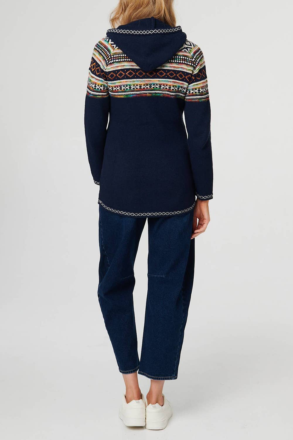 Aztec Print Zip Front Hooded Jumper
: MULTI NAVY