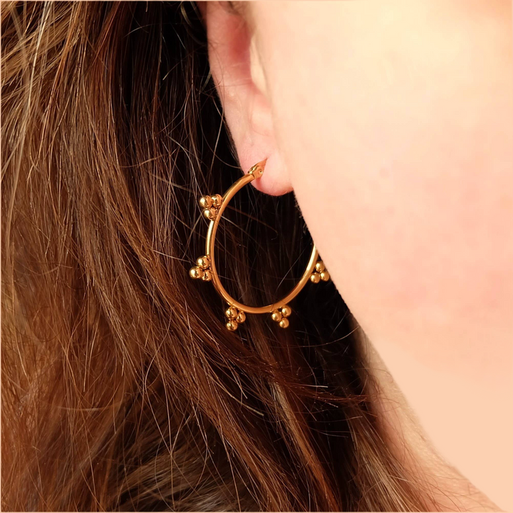Large Ornate Gold Hoop Earrings