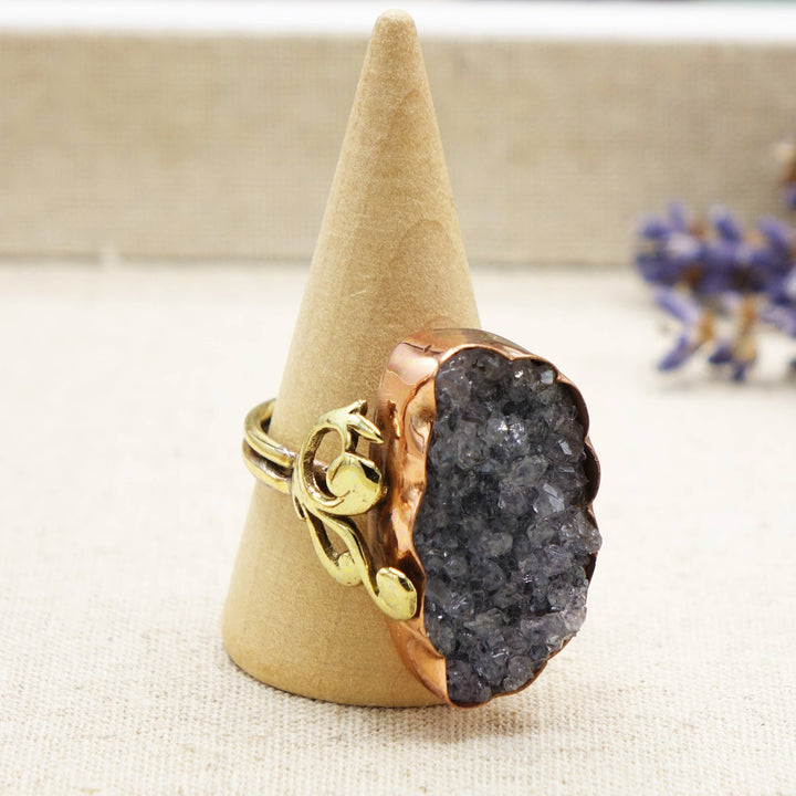 Raw Amethyst Crystal Stone Rings