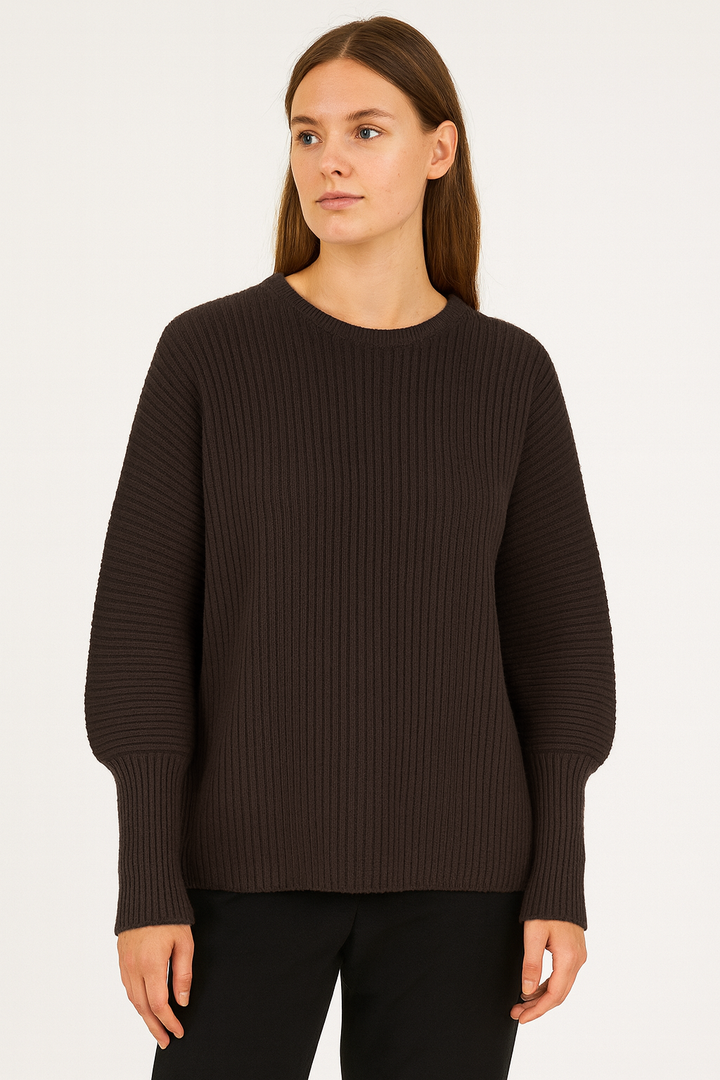 PLEATED KNIT JUMPER WITH sleeve detail: Grey