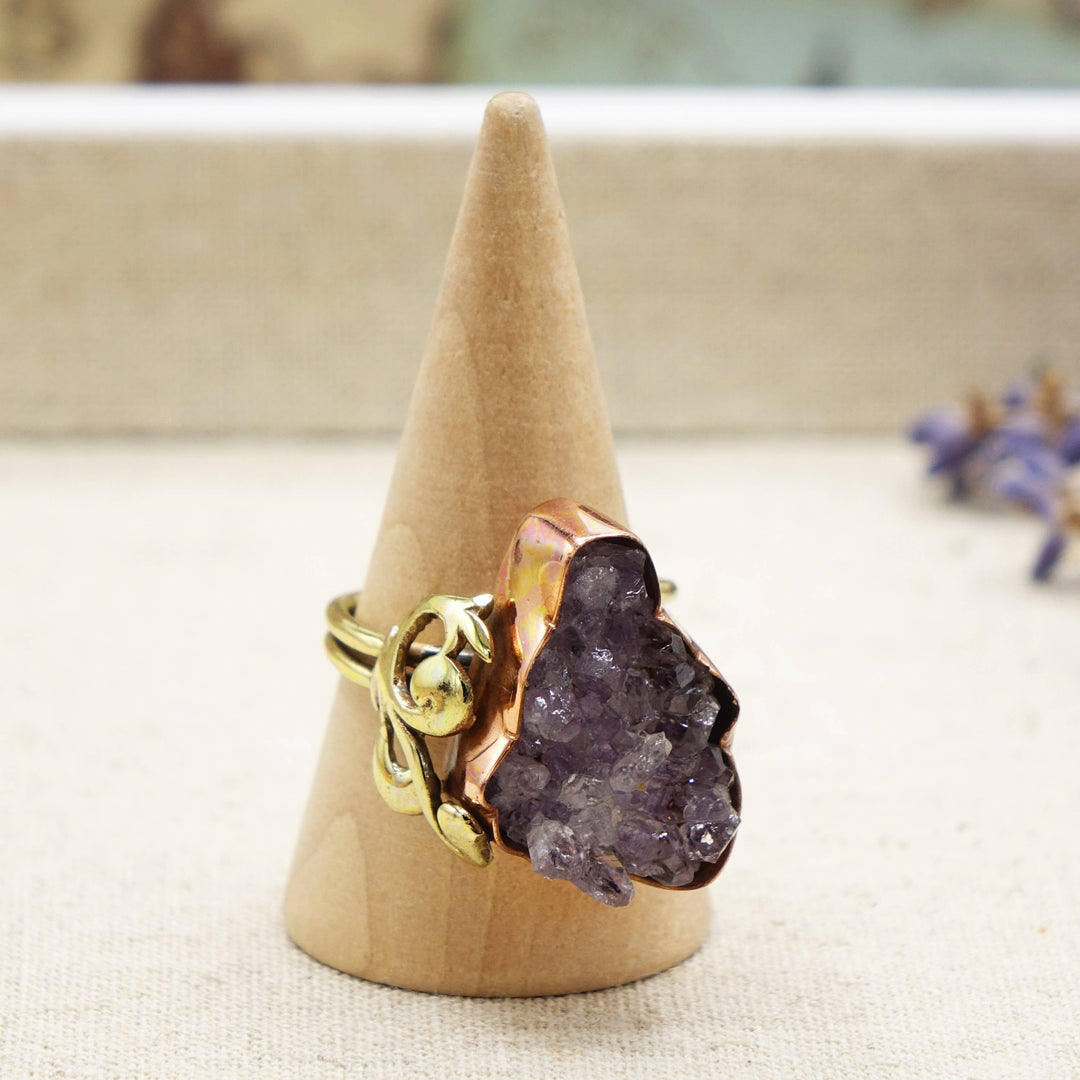 Raw Amethyst Crystal Stone Rings