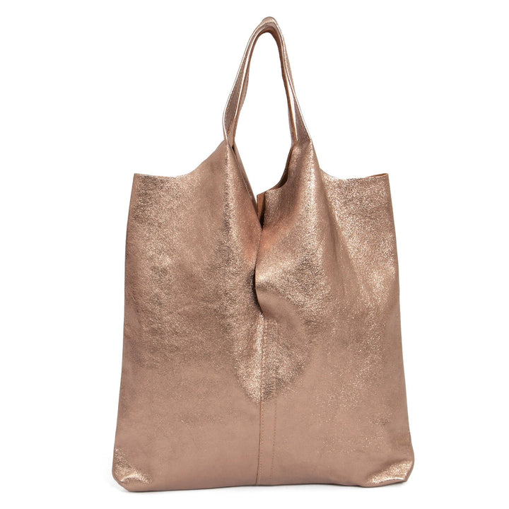 Paloma Italian Leather Shoulder Bag - Champagne, Metallic: One-size