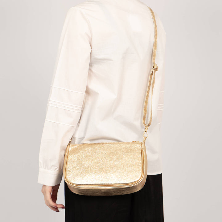 Chloe - Italian Leather Baguette Bag - Gold  Metallic