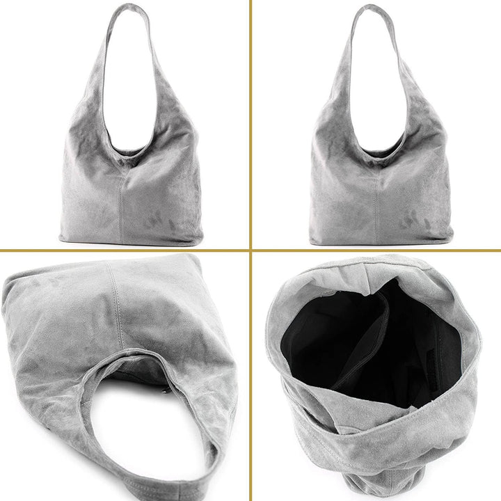Genuine Italian Suede Large Tote Bag with Purse Black