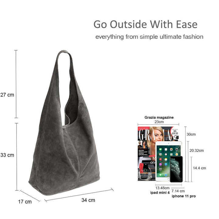 Genuine Italian Suede Large Tote Bag with Purse Dark Green