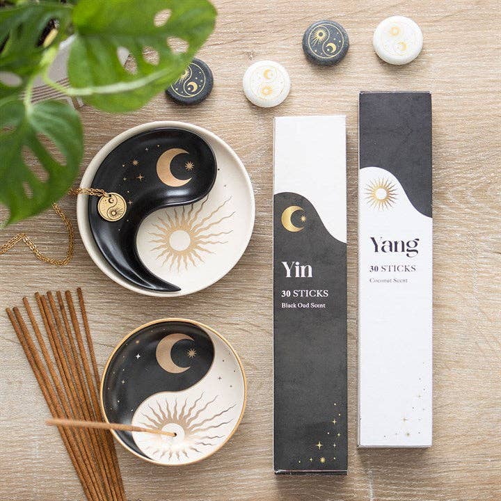 Yin Yang Ceramic Incense Stick Holder Plate
