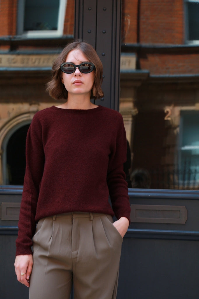 Ivy – Wool-blend Sweater In burgundy