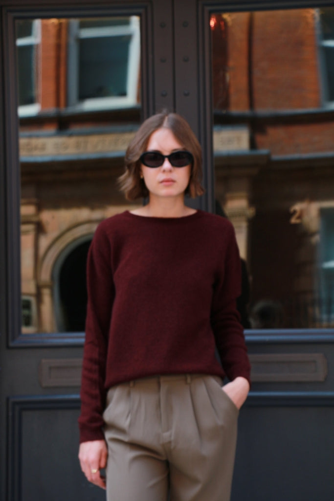 Ivy – Wool-blend Sweater In burgundy