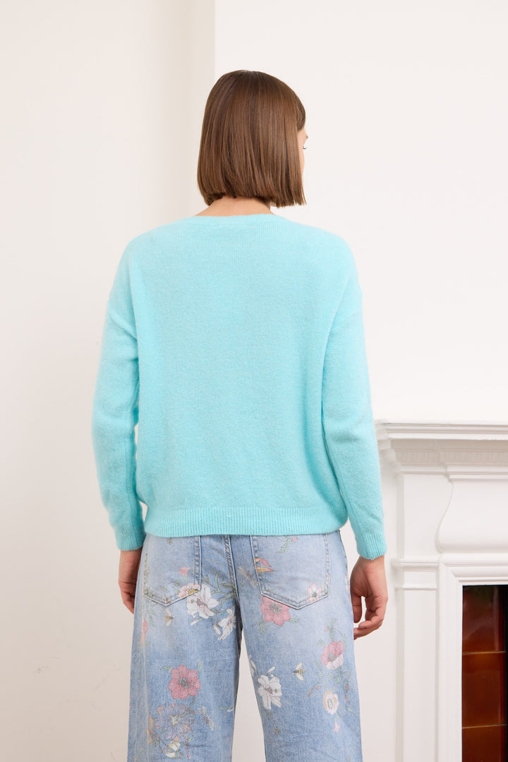 ANNIE – WOOL-BLEND SWEATER IN TURQUOISE