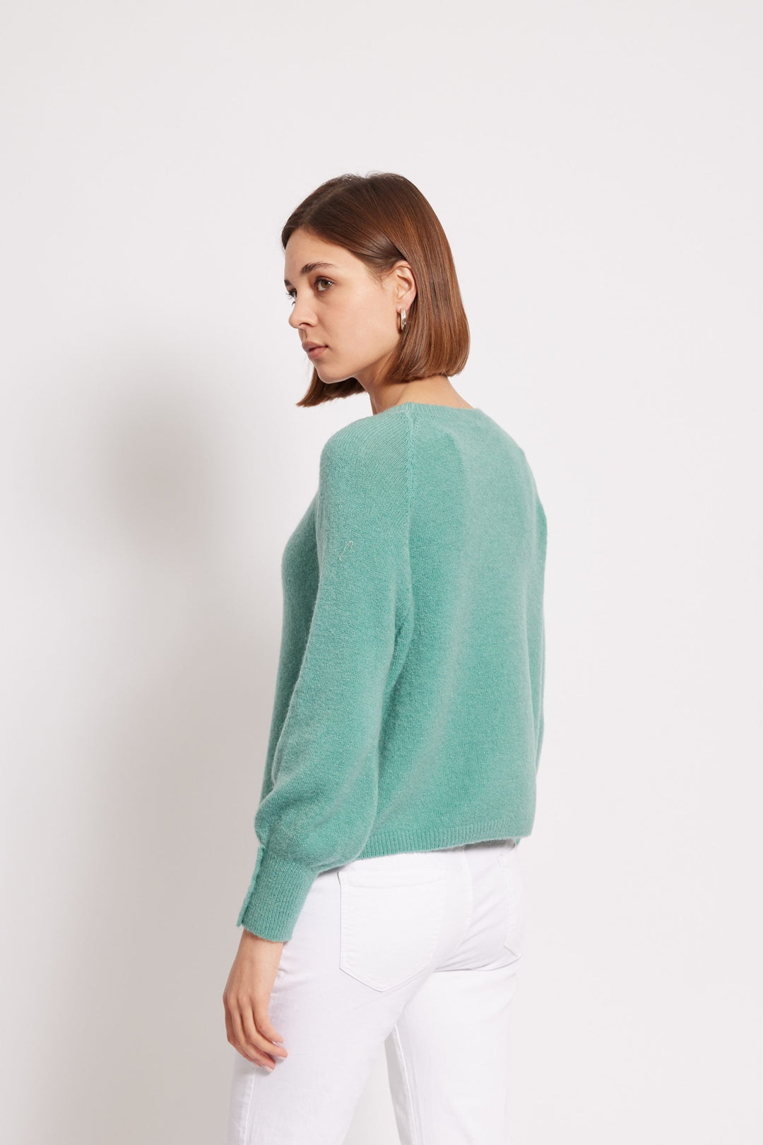 AGNES – BUTTON-EMBELLISHED SWEATER IN PINE