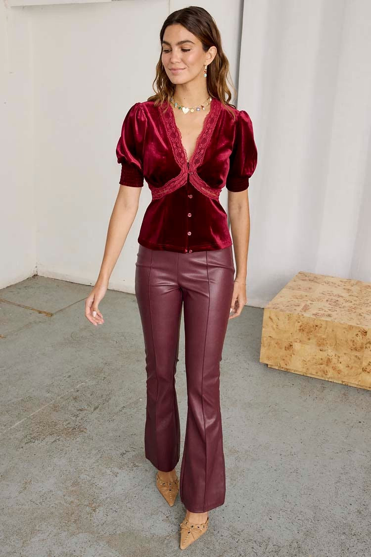 Burgundy Velvet Lindos Top