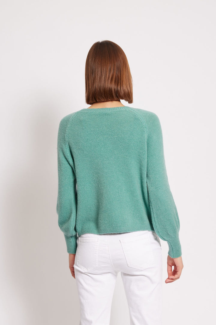 AGNES – BUTTON-EMBELLISHED SWEATER IN PINE