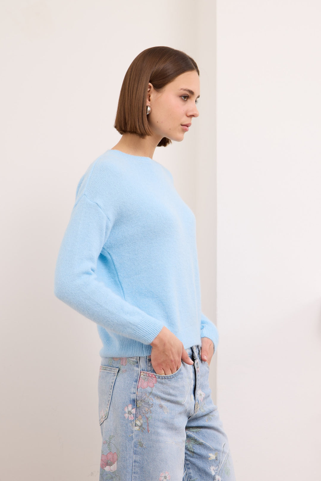 ANNIE – WOOL-BLEND SWEATER IN BABY BLUE