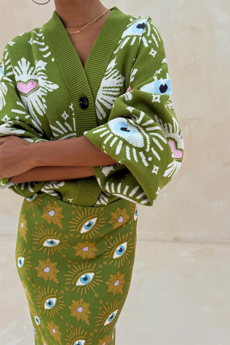 Khaki Eye Cardigan