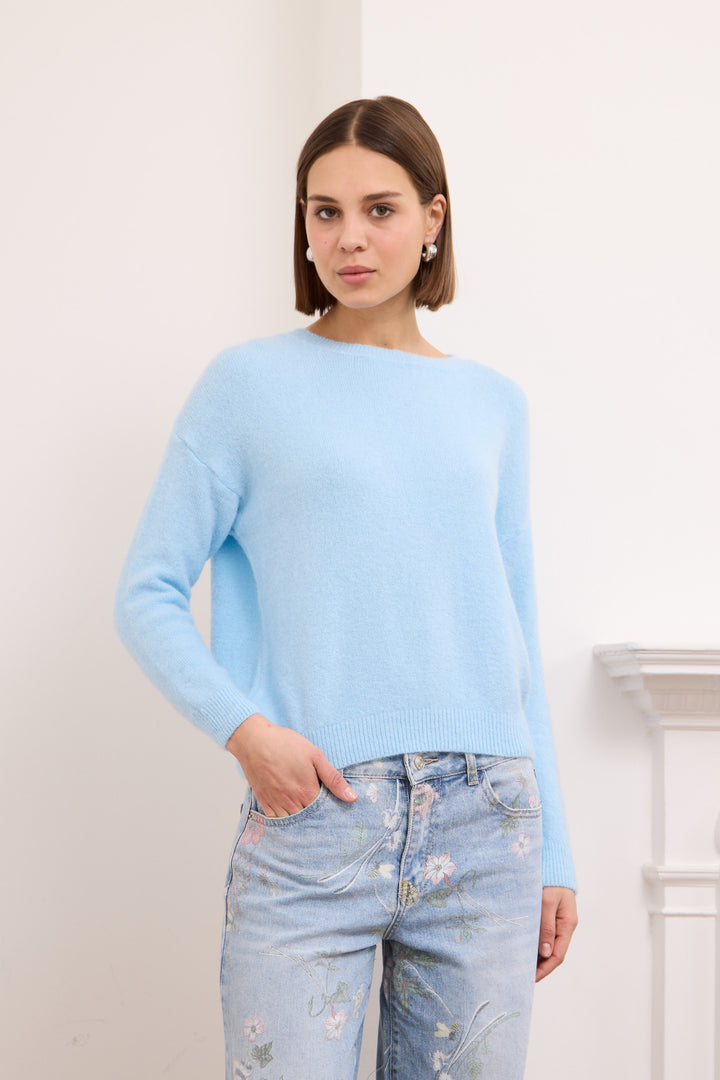 ANNIE – WOOL-BLEND SWEATER IN BABY BLUE