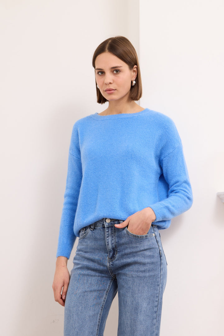 ANNIE – WOOL-BLEND SWEATER IN BLUE