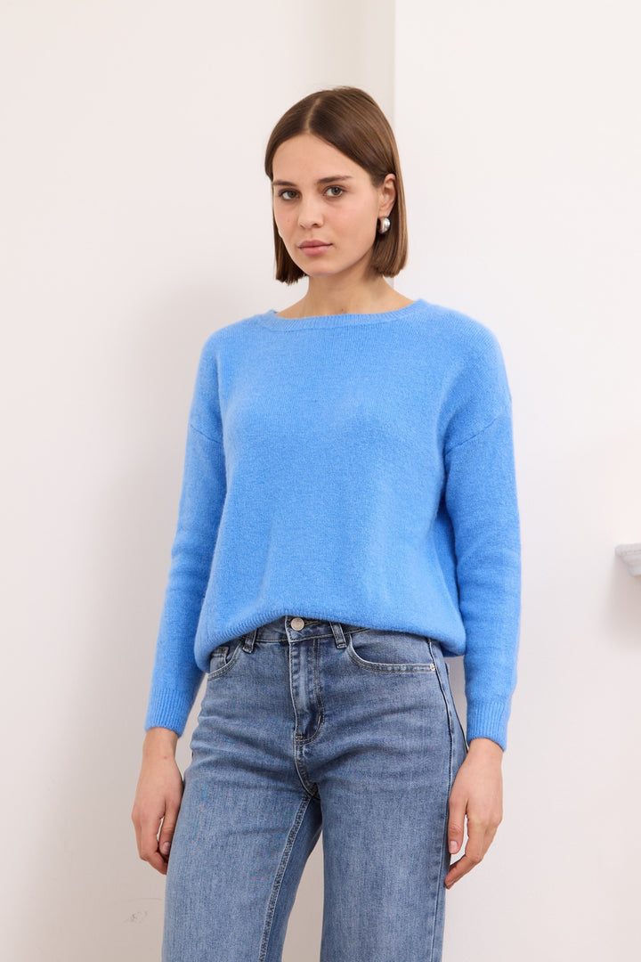 ANNIE – WOOL-BLEND SWEATER IN BLUE