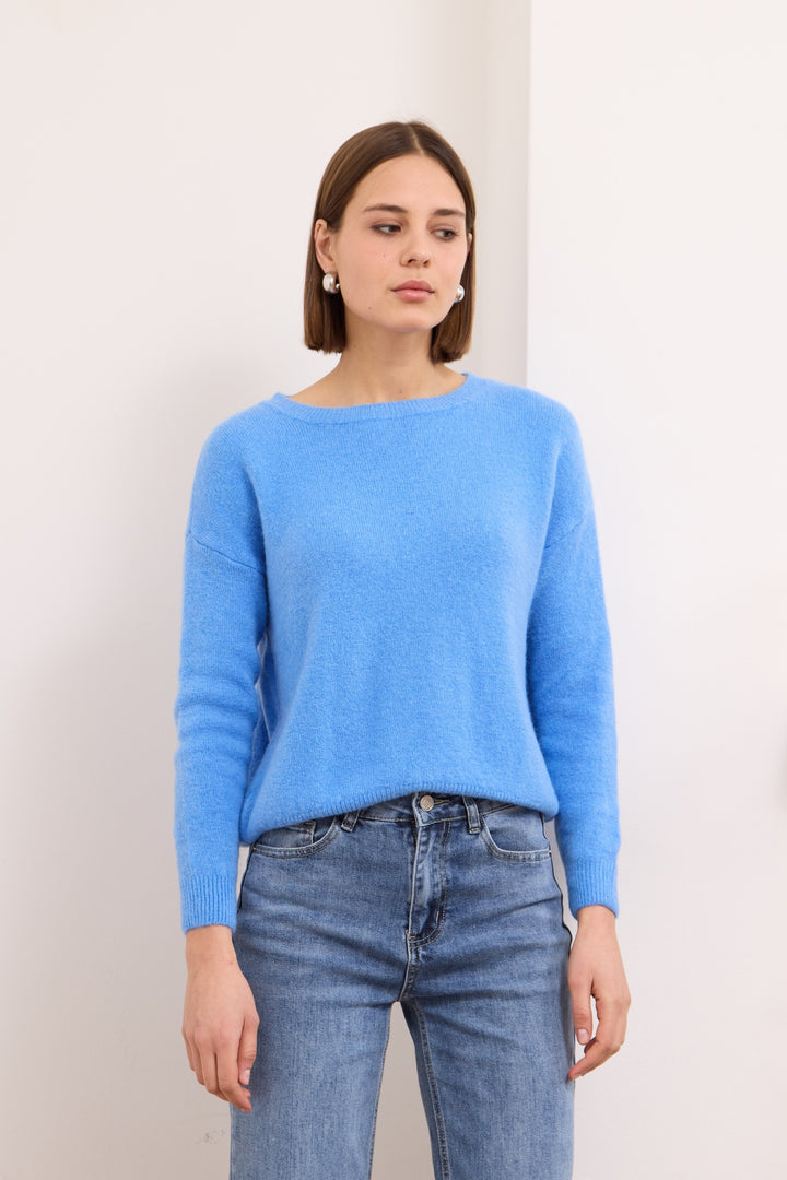 ANNIE – WOOL-BLEND SWEATER IN BLUE