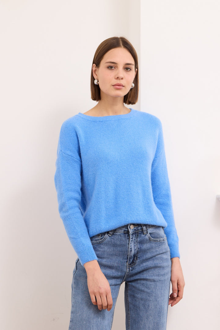 ANNIE – WOOL-BLEND SWEATER IN BLUE