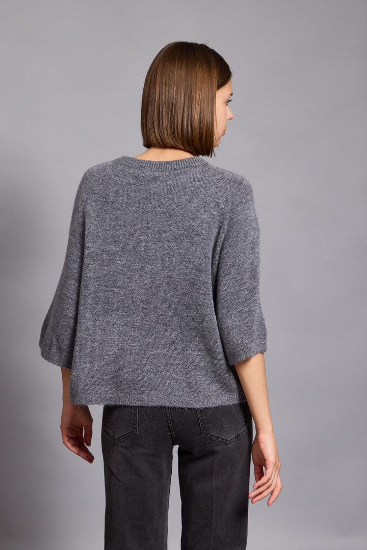 ANITA – THREE-QUARTER LENGTH SLEEVE SWEATER IN GREY