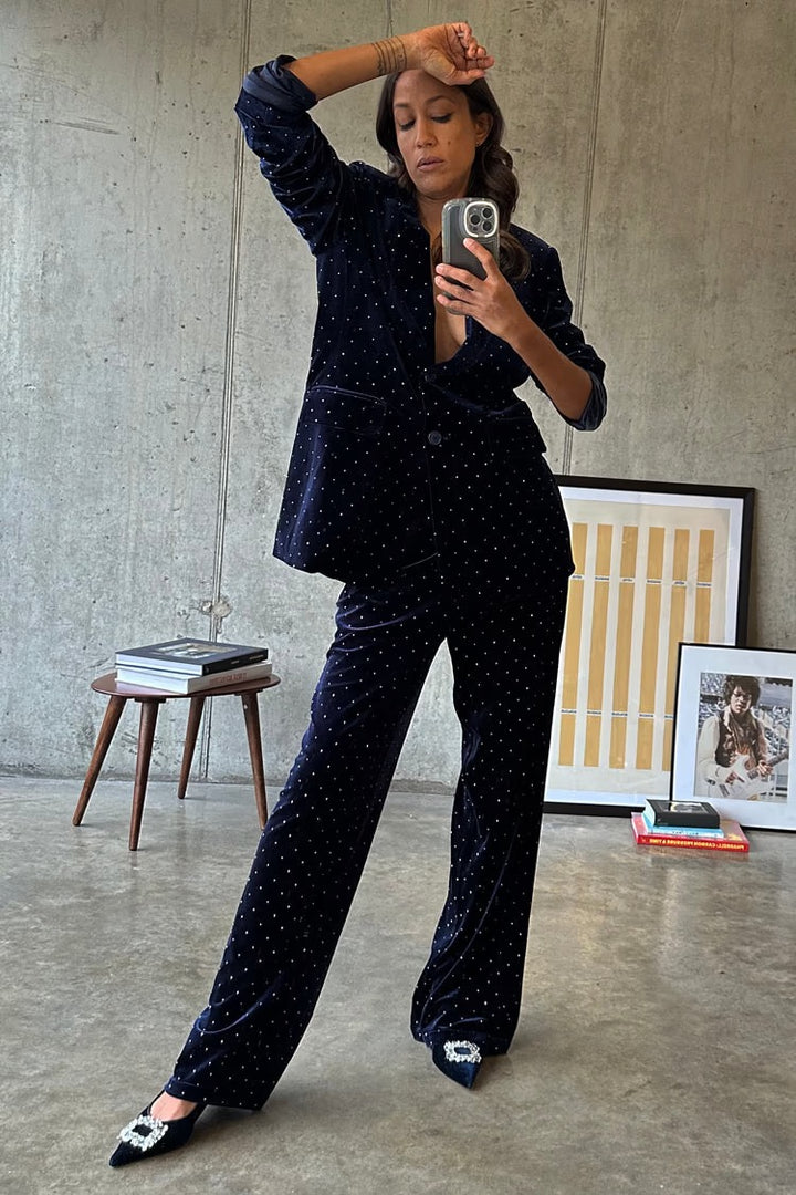 Navy Velvet Arden Trousers