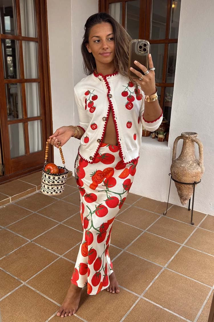 Tomato Embroidered Cardi