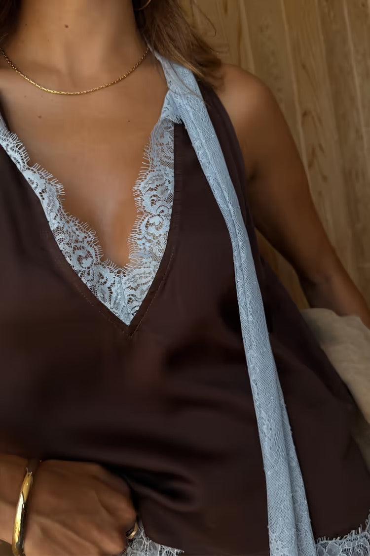 Chocolate Blue Lace Top