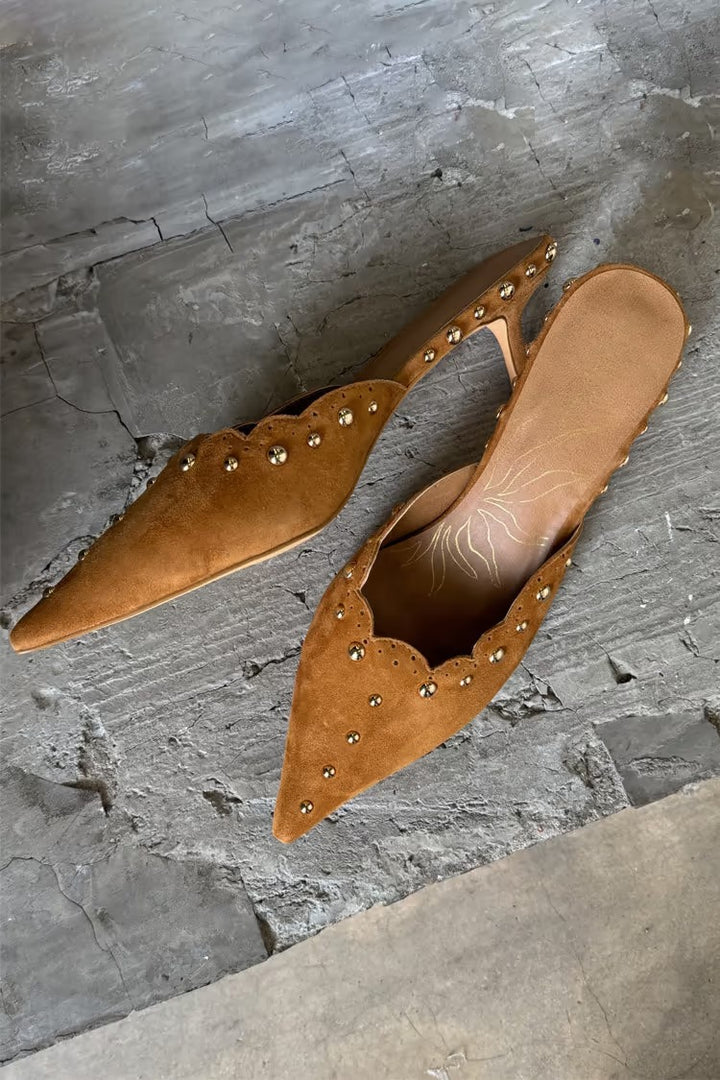 Suede Scallop City Mules